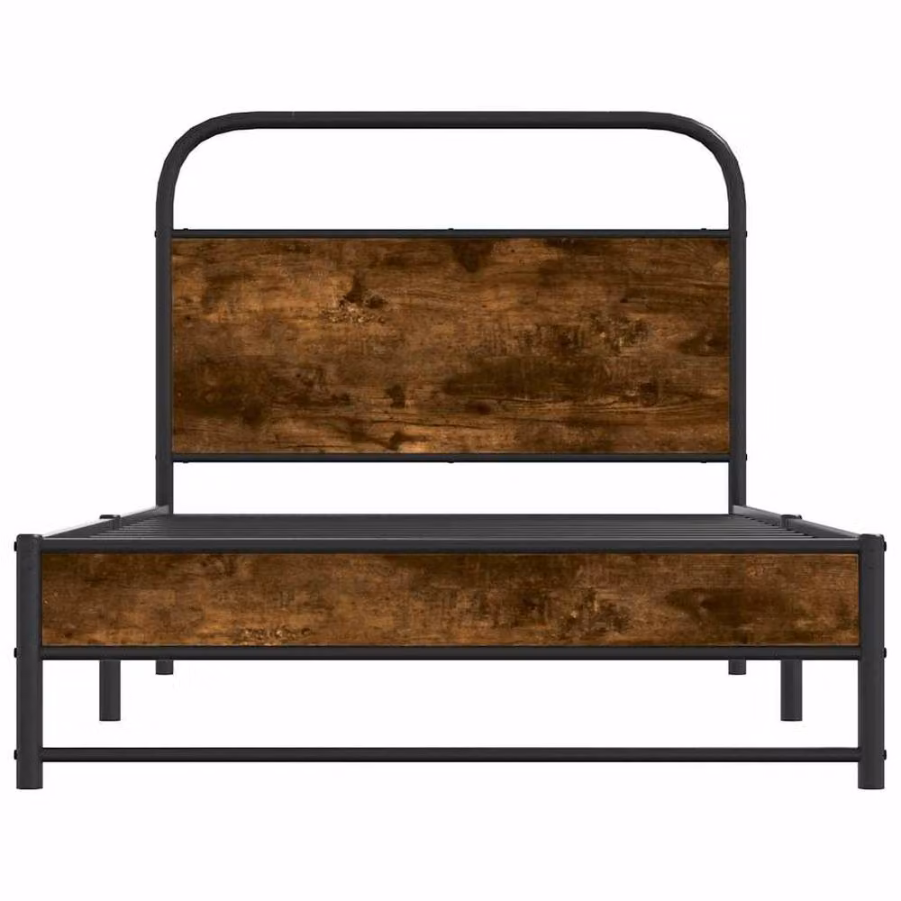 Berkfield Home Bed Frame in Smoked Oak and Brown Engineered Wood, W/D/H: 90 x 190 cm – 3
