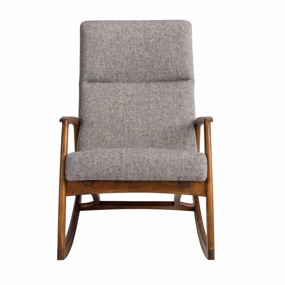 Angel Cerda Grey Fabric Rocking Chair with Walnut Wood Legs – 2