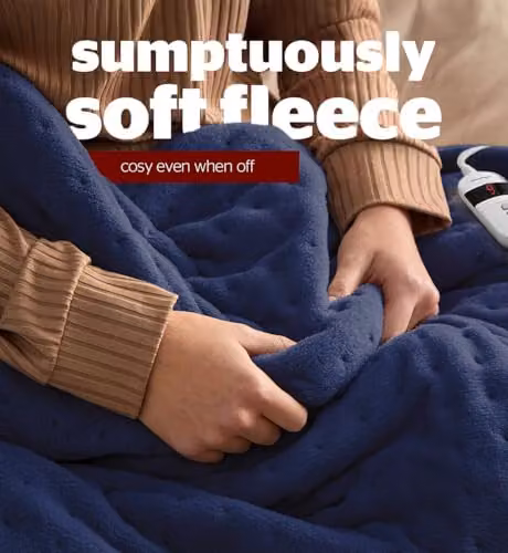Silentnight Comfort Control Heated Throw Blanket, Navy Blue Fleece Electric Overblanket, W/D/H: 120 x 160 cm – 3