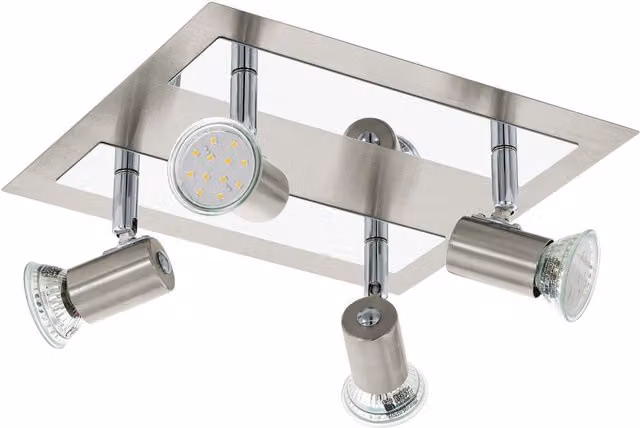 Loops Chrome Flush Ceiling Light with 4x5W GU10 LED Bulbs Included