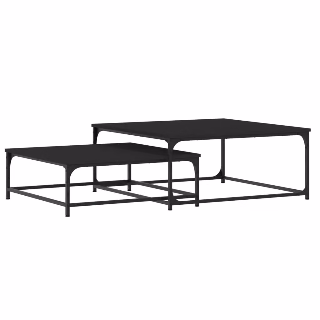 Berkfield Home Nesting Coffee Tables, Set of 2, Black Matt MDF – 2