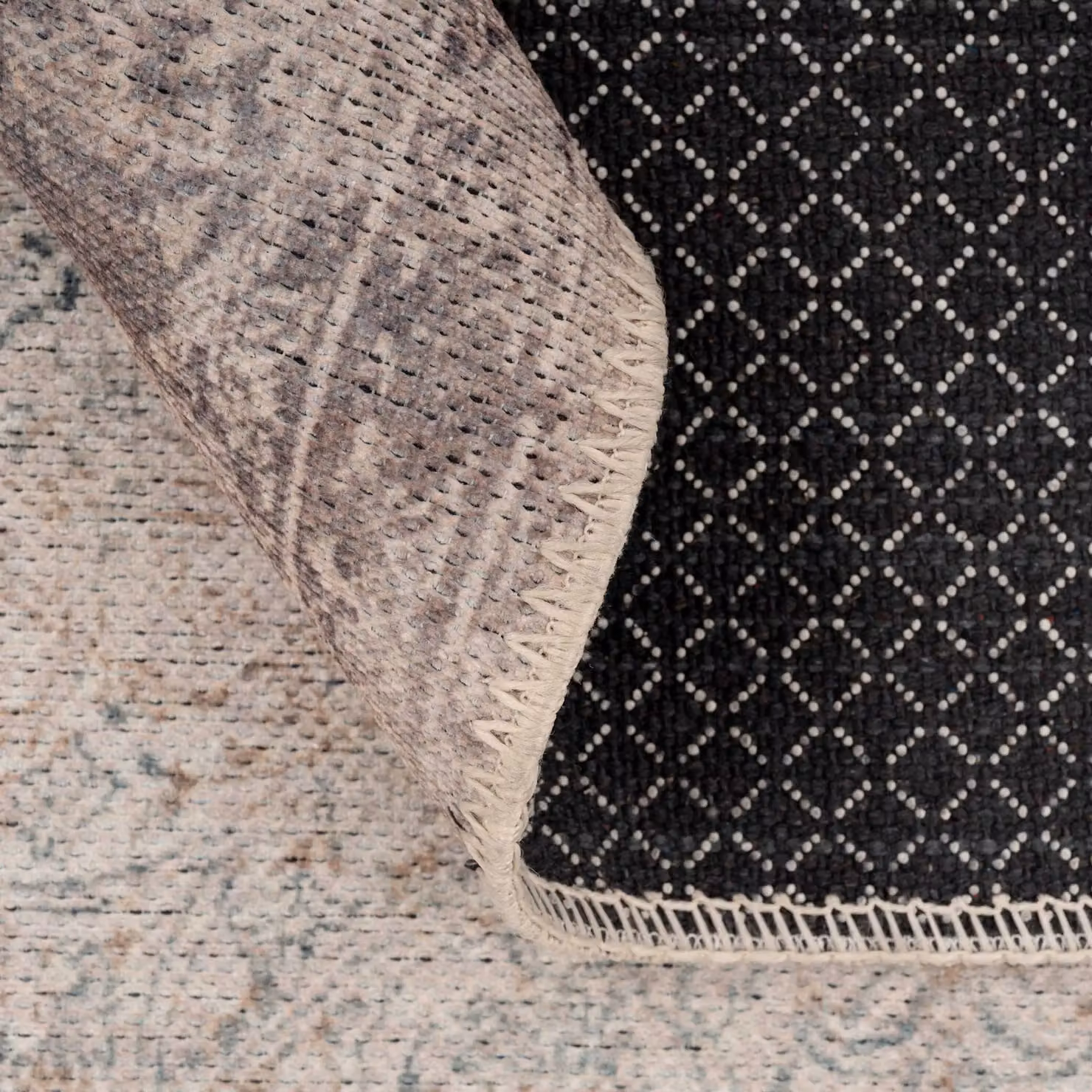 Kukoon Distressed Hallway Runner Rug in Beige and Grey, Non-Slip and Washable, W: 60 cm, L: 240 cm – 2