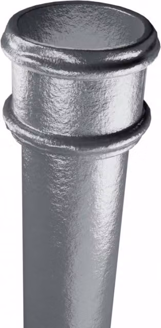 Hargreaves Premier Cast Iron Round Non-Eared Downpipe with Socket, Silver, Diameter: 6.5 cm, Length: 182.9 cm