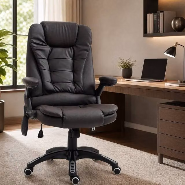 STILVORA Brown Synthetic Leather Executive Office Chair with Heating, Massage and Headrest – 1