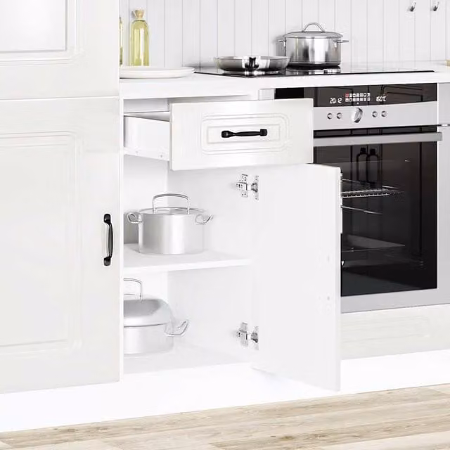 Berkfield Home Kalmar Kitchen Base Cabinet in High Gloss White Engineered Wood, H 81.5 x W 40.0 x D 46.0 cm – 1