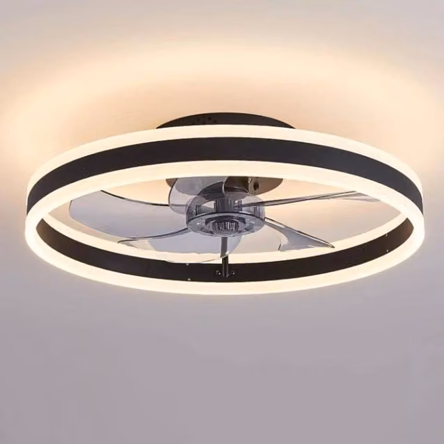 NESTLUNE Modern 6-Speed LED Ceiling Fan Light in Black – 1