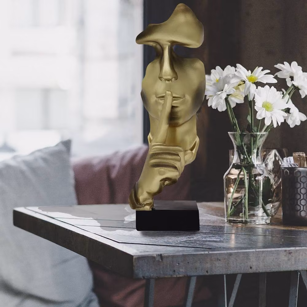 Huhote Gold Resin Thinker Abstract Art Sculpture for Home or Office Decor – 5