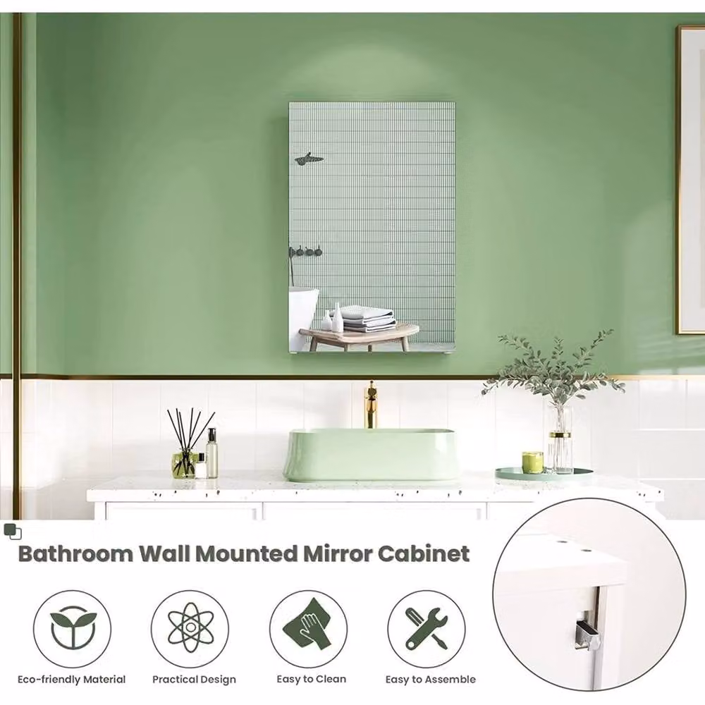 FORGEVIO White Wall Mounted Single Door Mirror Cabinet W/D/H: 50 x 70 x 12 cm – 2