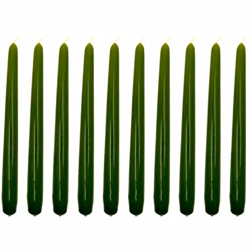 SolaDirect Unscented Tapered Dinner Candles in Green, Pack of 10, Height: 24 cm – 1