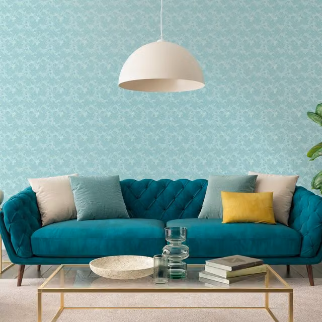 Hoopla Walls Paisley Abstract Wallpaper in Blue and Turquoise
