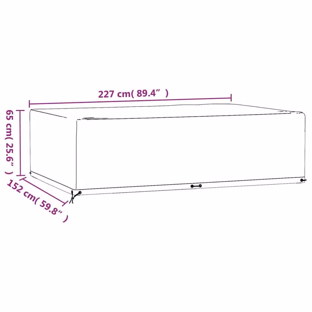 Berkfield Home Rectangular Garden Furniture Cover with 12 Eyelets, Black, W/D/H: 227 x 152 x 65 cm – 3