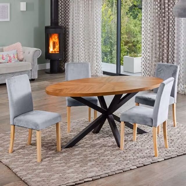 Artemis Home Modern Oval Dining Table Set with 4 Grey Chairs