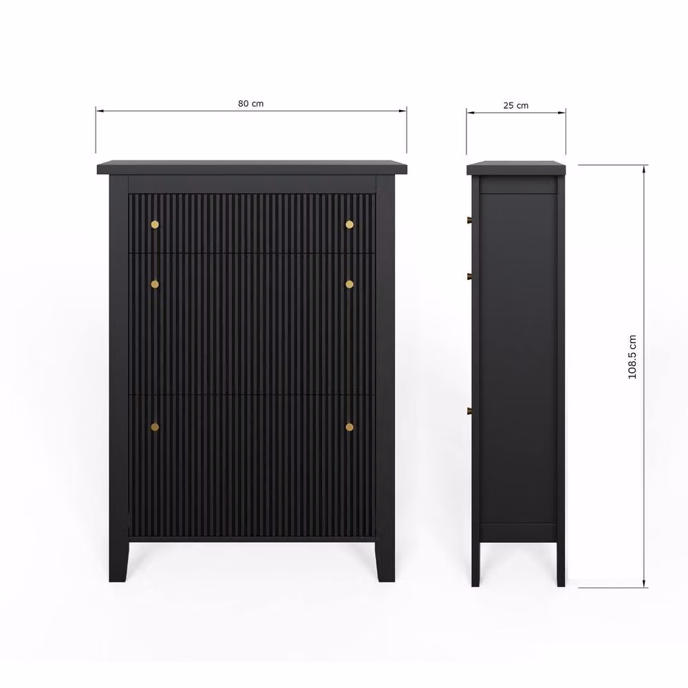 GFW Garrucha Deluxe Modern Black Matt Shoe Cabinet with Tilting Compartments and Internal Drawers – 5
