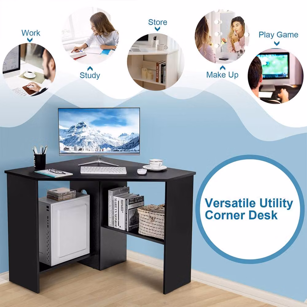 FORGEVIO Modern Corner Computer Desk in Black – 3