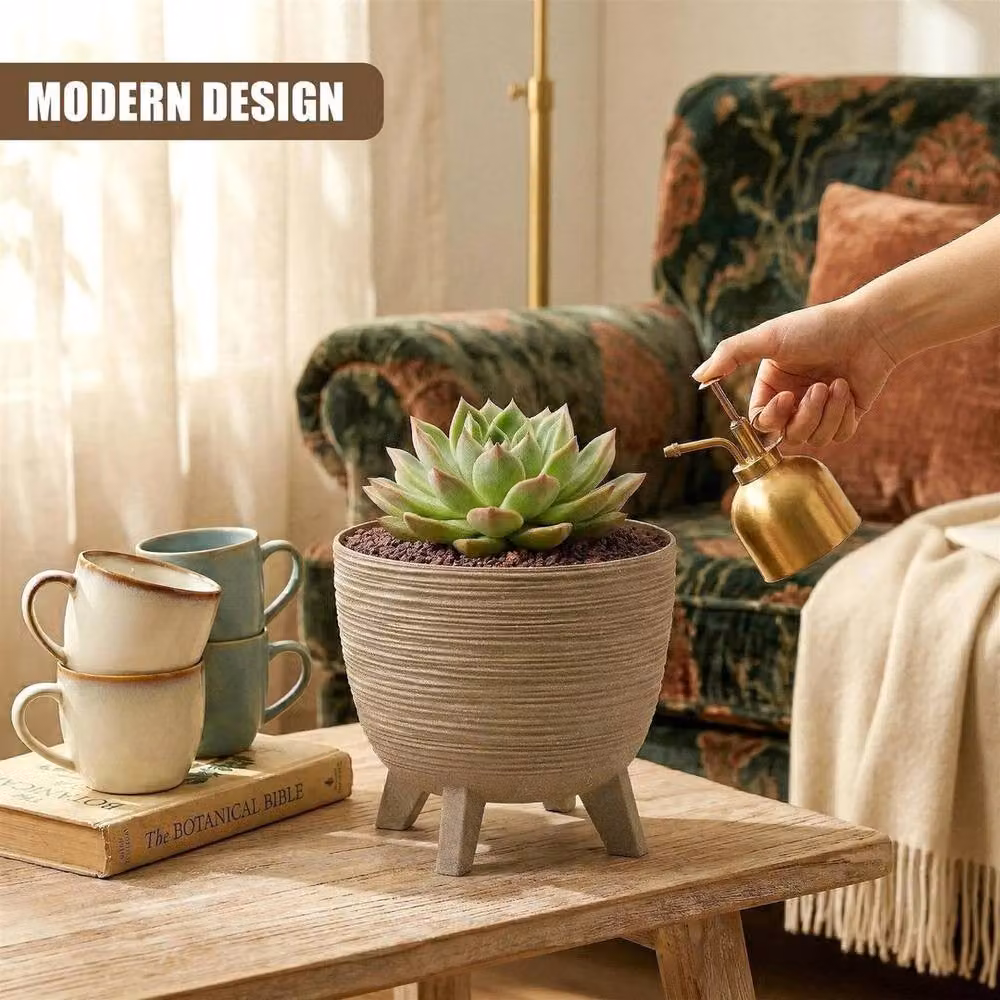 KORVIXA Brown Round Plant Pot with Legs for Indoor and Outdoor Use, Diameter: 29 cm – 4