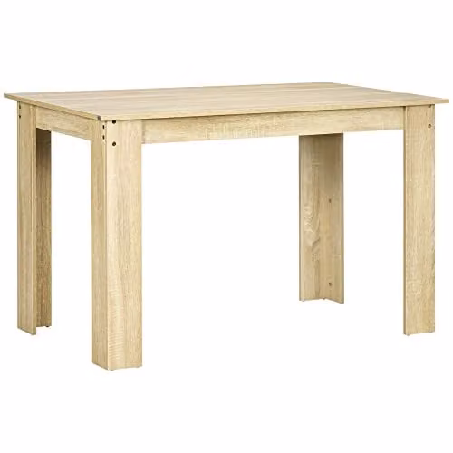 HOMCOM Modern Rectangular Dining Table in Oak Brown, W/D/H: 120 x 69 x 75 cm