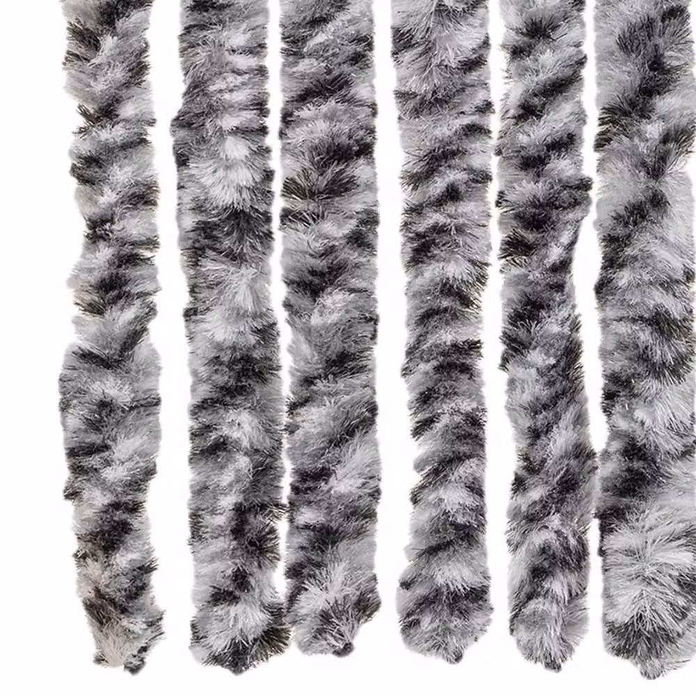 Berkfield Home Chenille Soft Fly Curtain in Grey, Black and White, W: 100 cm, H: 200 cm – 5