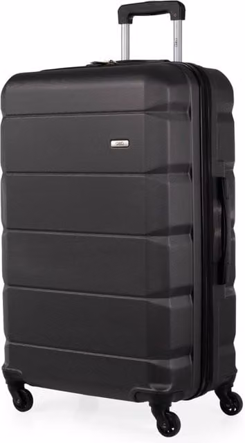 A2B Exodus Hard Sided Hold Suitcase, 4 Wheel Checked Travel Luggage in Dark Grey, Medium – 1