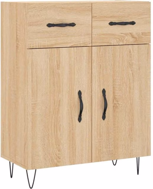 Berkfield Home Modern Sonoma Oak Sideboard in Brown, W/D/H: 69.5 x 34 x 90 cm