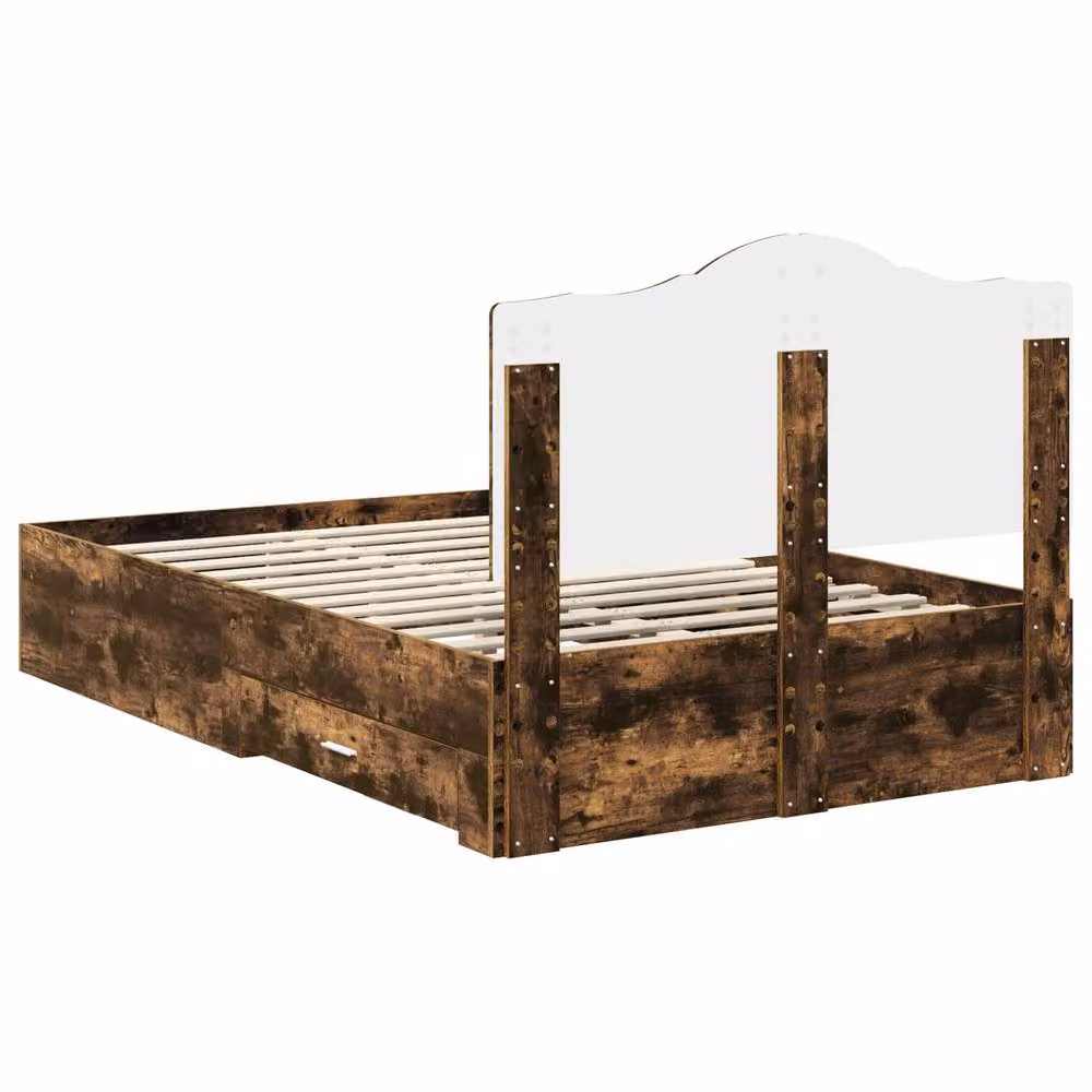 Berkfield Home Modern Bed Frame with Drawers in Smoked Oak Brown, W: 120 cm, L: 200 cm – 2