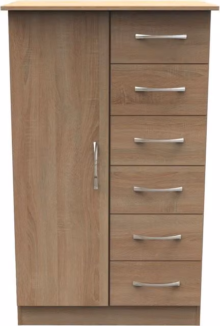 2 U Hampshire Ready Assembled 1 Door 5 Drawer Childrens Wardrobe in Light Oak – 1