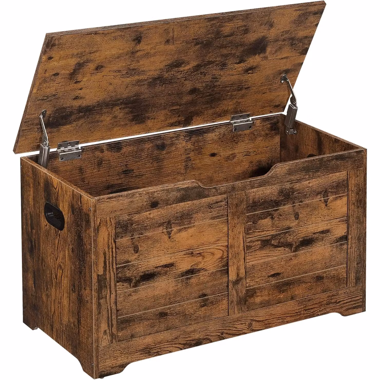 VASAGLE Rustic Brown Storage Chest and Blanket Box Bench with Safety Hinges – 5