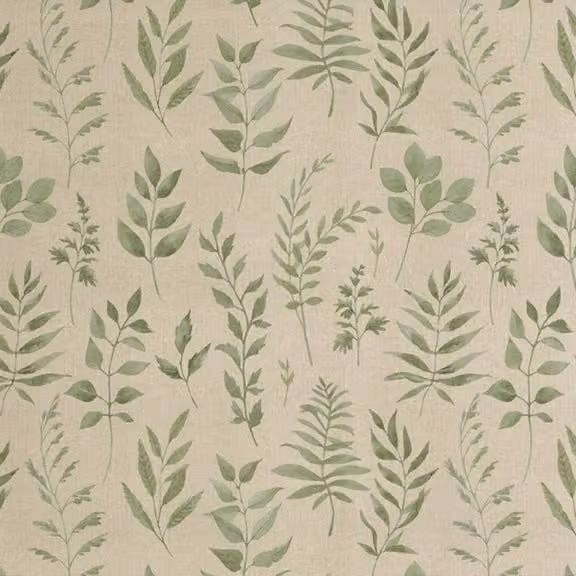 ANTE DECOR Willow Printed Green Cotton Fabric