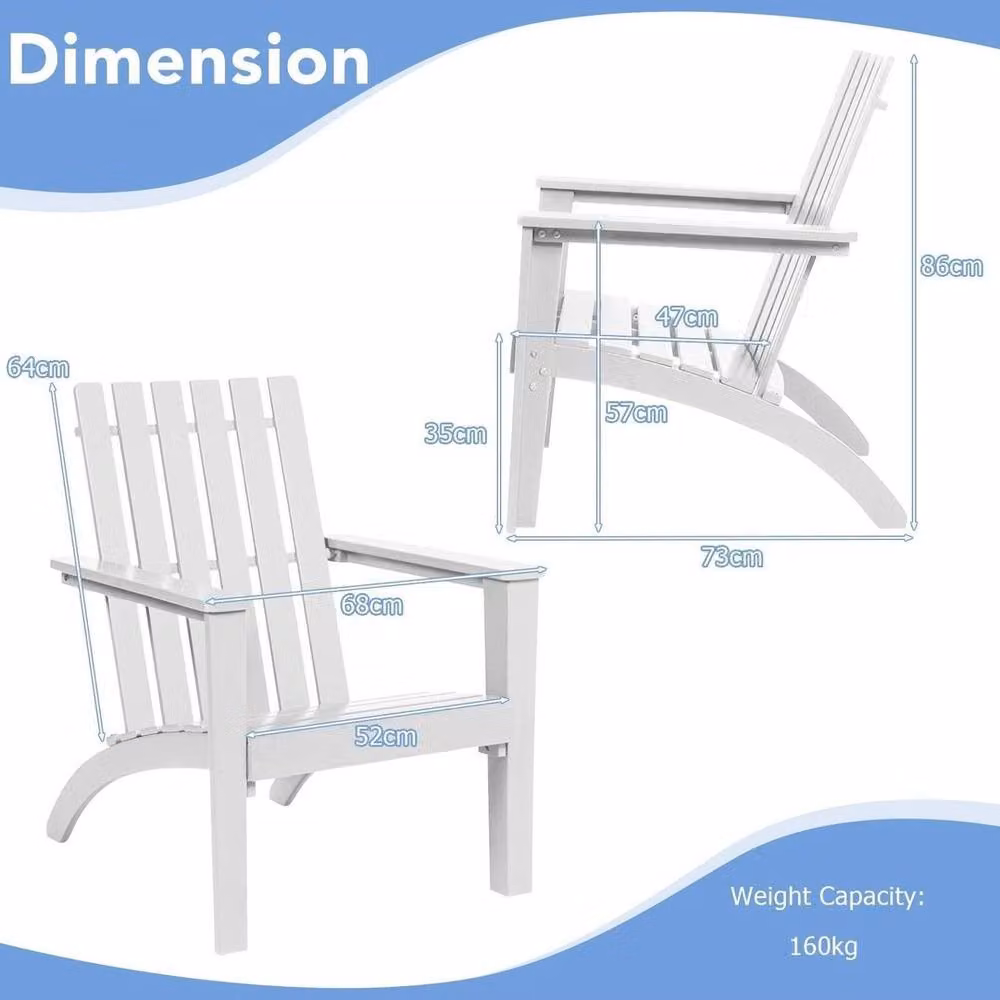 KORVIXA Modern White Solid Acacia Wood Patio Chair – 2