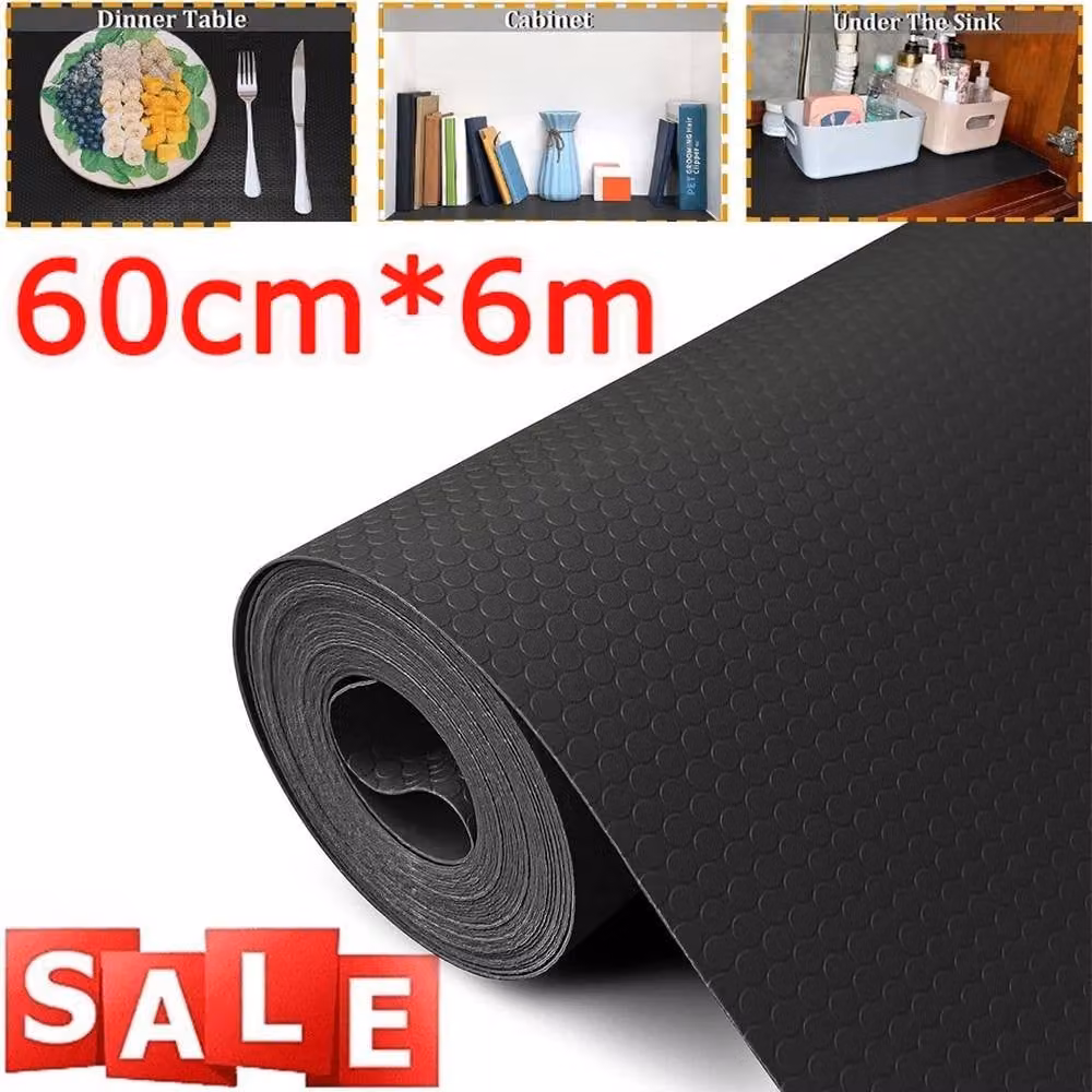 NESTLUNE Non-Slip Draw Mat Shelf Liner Cabinet Storage Pad, Black, W: 52 cm, L: 1000 cm – 2