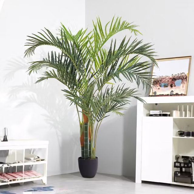 Breeins Artificial Green Palm Tree in Black Pot, Height: 200 cm