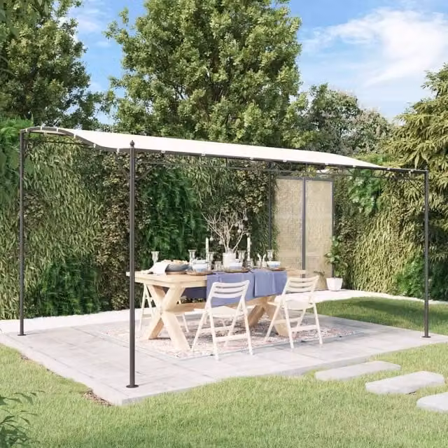 Berkfield Home Canopy in Beige with Steel Frame and Polyester Fabric, 4 x 3 m