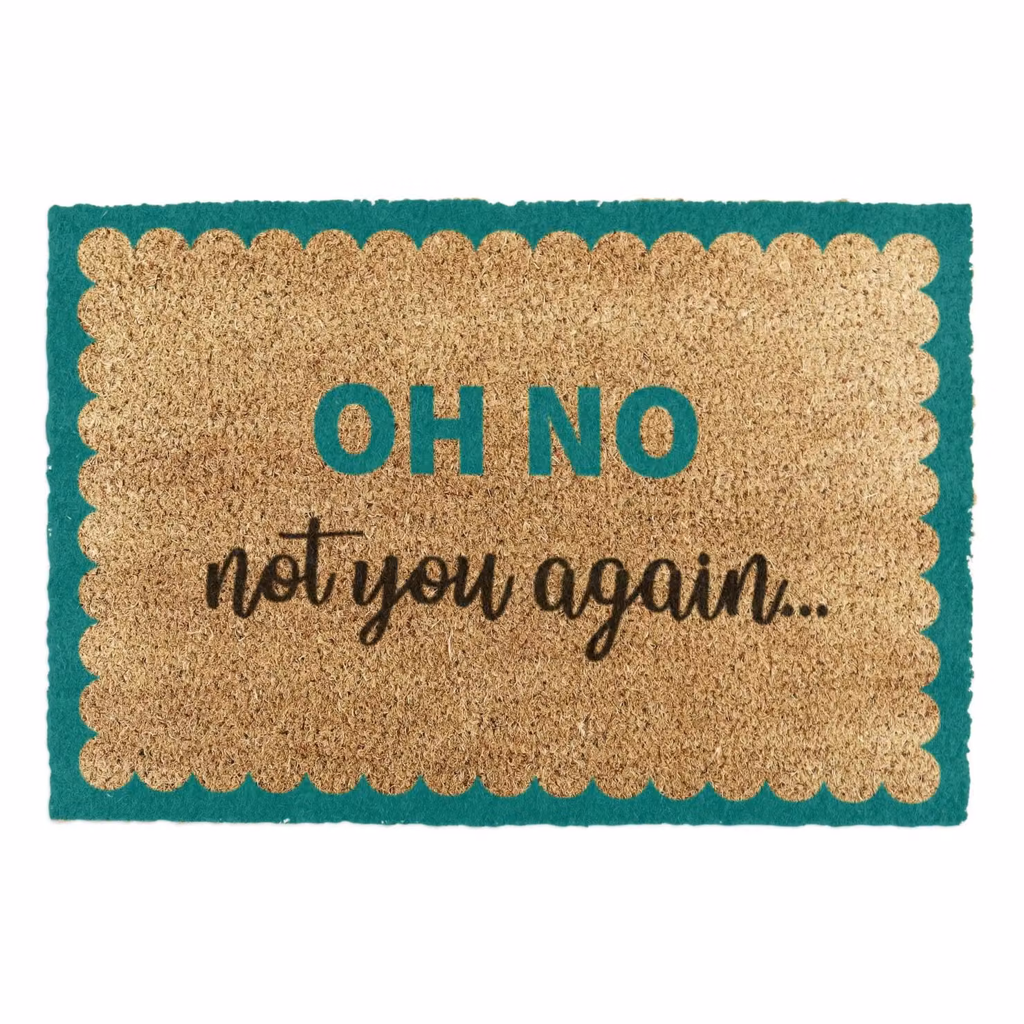 Artsy Mats Oh No Not You Again Blue Scallop Doormat in Brown, W: 90 cm, D: 60 cm – 2