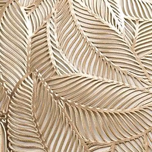 Homescapes Set of 2 Gold Floral Leaf Rectangular PVC Placemats, Wipe Clean – 2