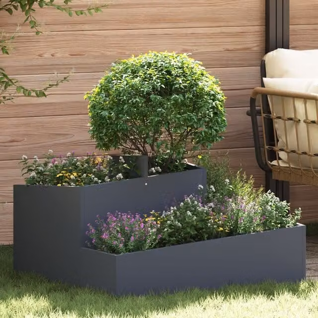 Berkfield Home Anthracite Planter Tub W/D/H: 80 x 80 x 50 cm