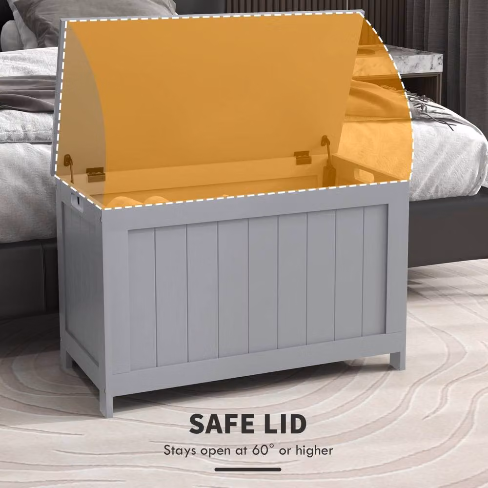 Wyld Haus Halumo Grey Wooden Panelled Blanket Storage Chest W/D/H: 40 x 48 x 40 cm – 3