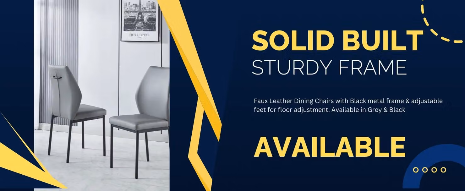 Modernique Set of 4 Modern Dining Chairs in Black Synthetic Leather with Metal Frame – 5