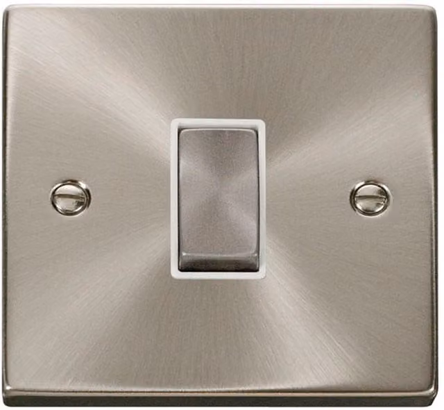SE HOME White 10A 1 Gang Intermediate Ingot Light Switch with Brushed Chrome Plate