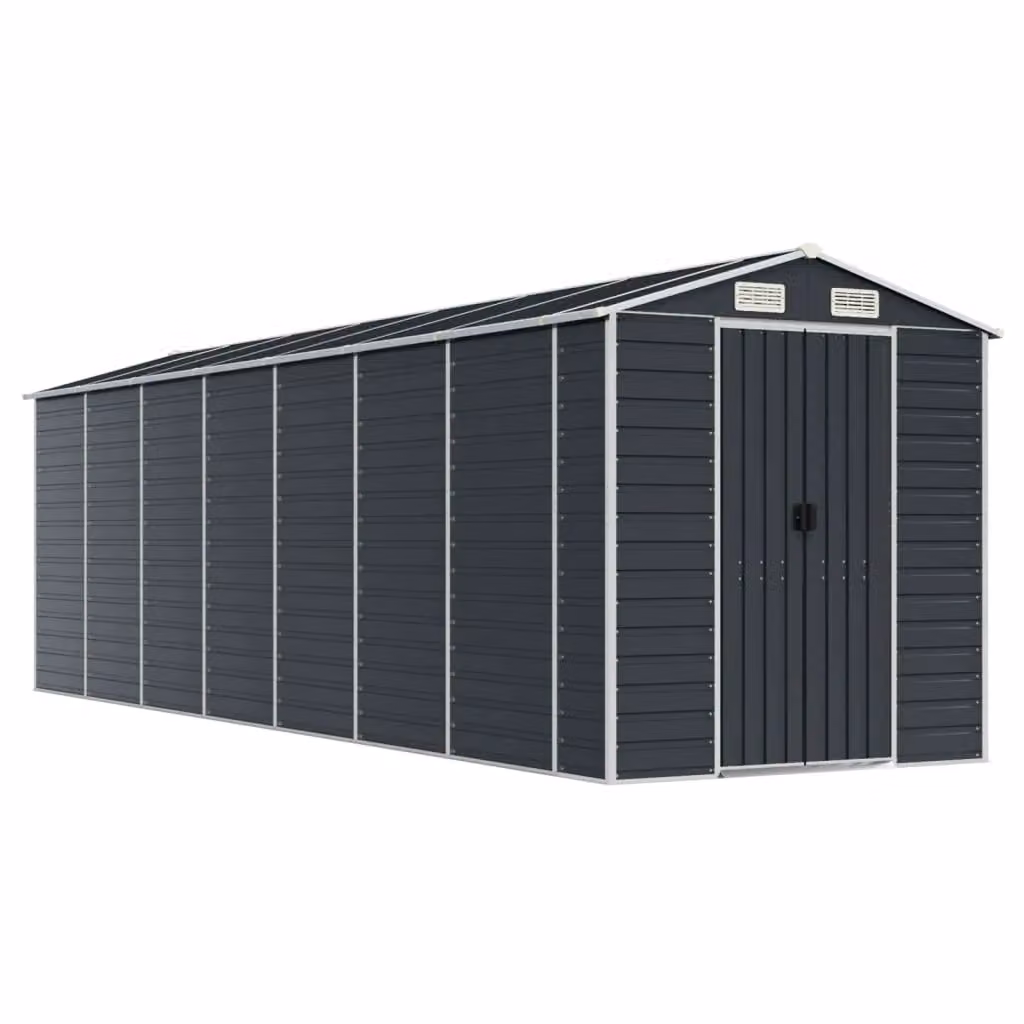 Berkfield Home Pent Garden Shed in Anthracite Black Galvanised Steel W/D/H: 191 x 640 x 198 cm – 2