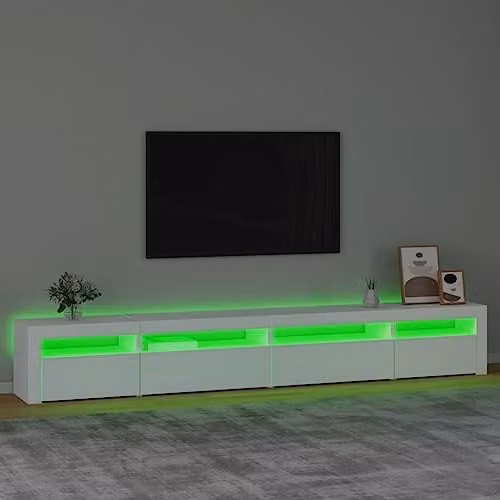 vidaXL Modern White TV Cabinet with LED Lights W: 270 cm, D: 40 cm, H: 35 cm – 2