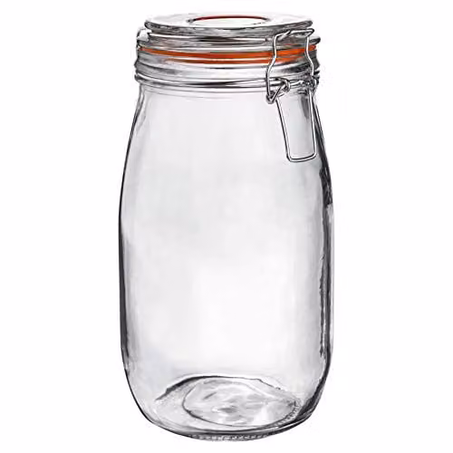 Argon Tableware Transparent Glass Storage Jar with Leakproof Clip Lid, 1.5 l