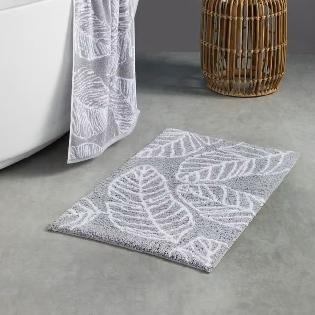 Fusion Matteo Non-Slip Organic Cotton Bath Mat in Grey