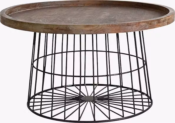 Perch & Parrow Raleigh Round Modern Coffee Table in Brown and Silver