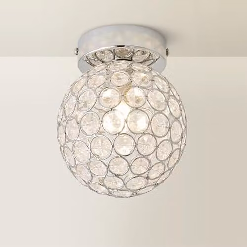 ValueLights Ella Chrome Sphere Globe Jewel Flush Ceiling Light in Silver – 1
