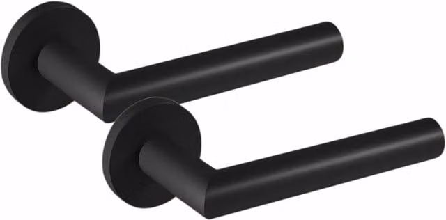 Golden Grace Matt Black Bathroom Toilet Door Handle on Round Rose Set