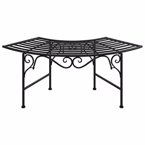 vidaXL Classic Metal Tree Bench in Black, W: 113 cm, D: 40.5 cm