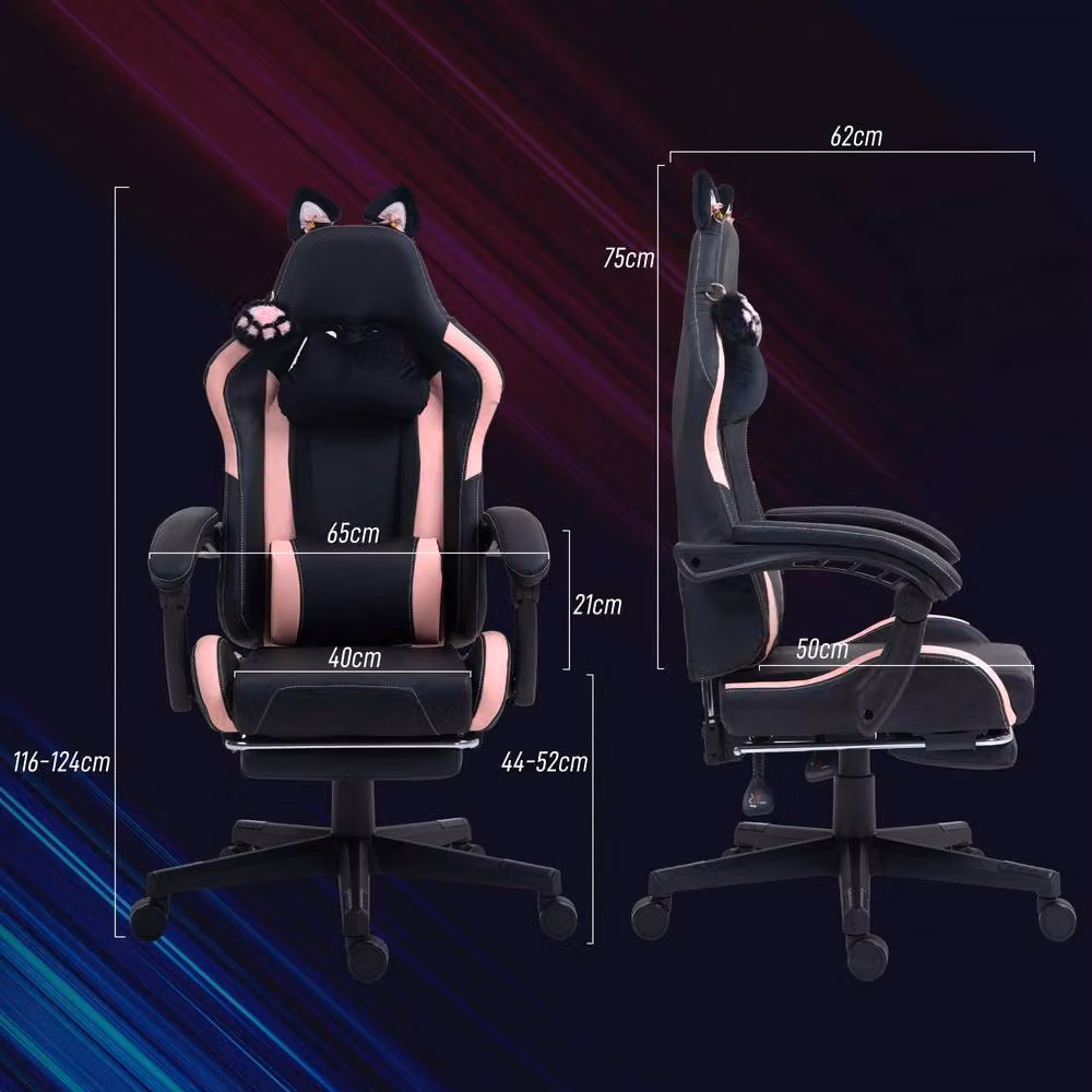 STILVORA Black Reclining Gaming and Office Chair with Headrest and Footrest – 4