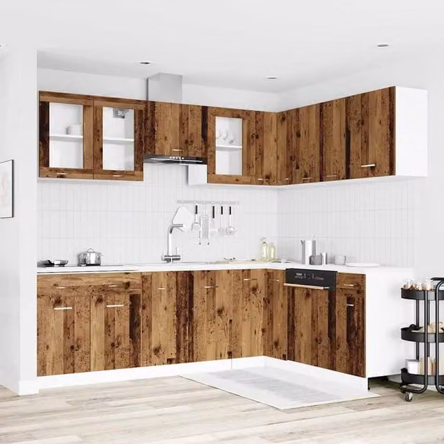 Berkfield Home Lyon 11 Piece Kitchen Cabinet Set in Brown Engineered Wood