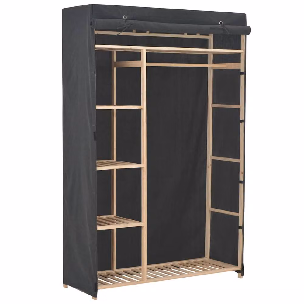 Berkfield Home Grey Fabric and Wood Wardrobe, W/D/H: 110 x 40 x 170 cm – 2