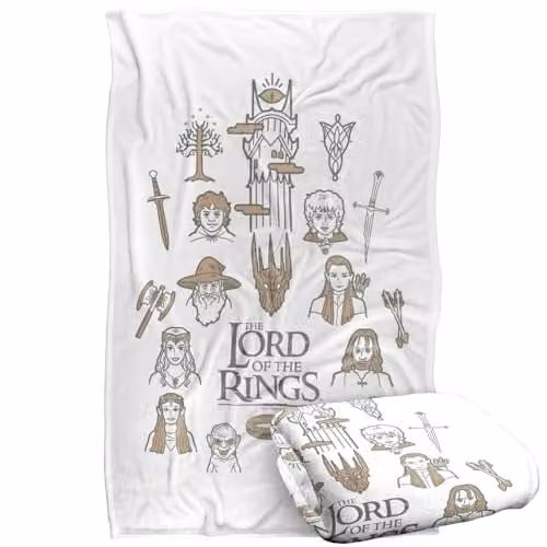 Warner Bros. Lord Of The Rings Doodle Icons Super Soft Fleece Throw Blanket, Multicolour, W/D/H: 91 x 147 cm