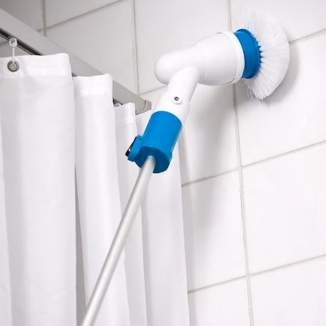 mysmartbuy Power Spin Scrubber Cordless Lightweight Electric Cleaning Brush with 3 Heads and Extension Pole, White